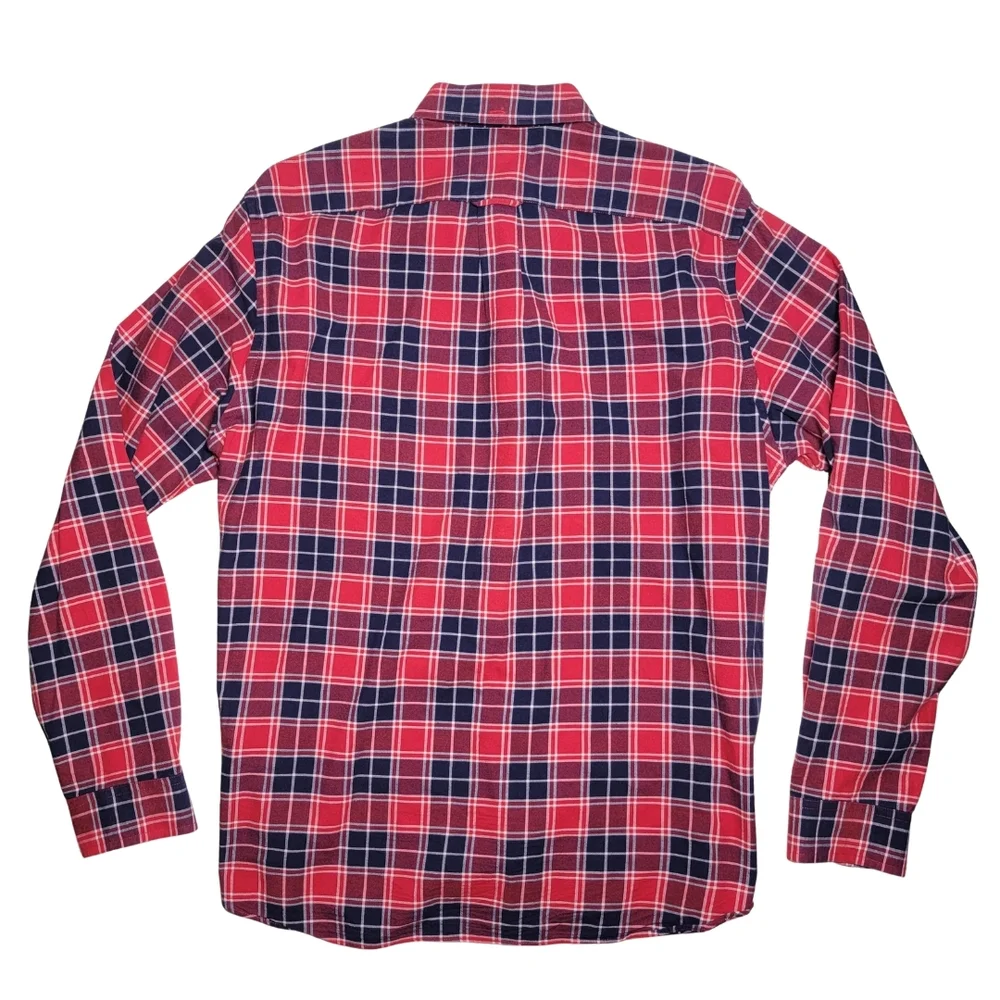 J. Crew Oxford Red & Navy Plaid Button Down L